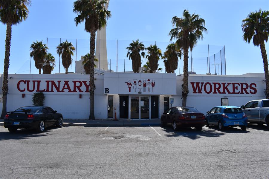 fachada de la Unión de Trabajadores Culinarios este martes, en Las Vegas