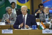 EE.UU. compromete un récord de 4.000 millones de dólares al BM para combatir la pobreza El presidente de Estados Unidos, Joe Biden, participa durante la apertura del segundo día de la Cumbre de jefes de Estado del G20