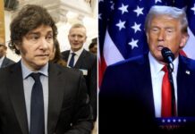 Milei y Trump dialogan por primera vez desde el triunfo electoral del líder republicano Javier Milei (i), y el presidente electo de los Estados Unidos, Donald Trump