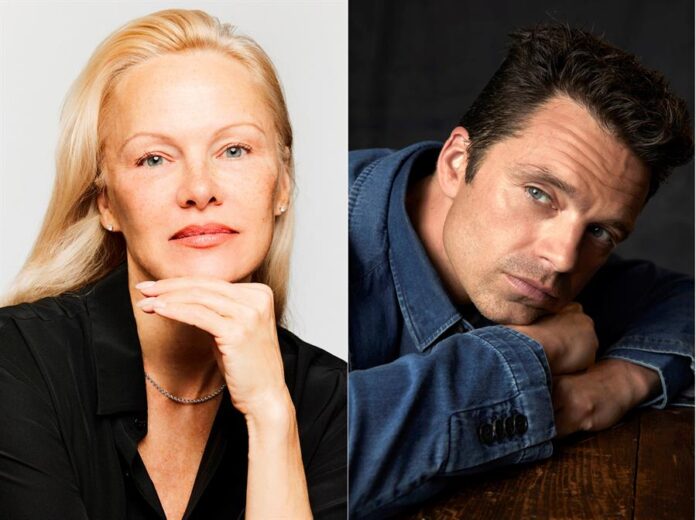 la actriz canadiense-estadounidense Pamela Anderson y el actor rumano-estadounidense Sebastian Stan