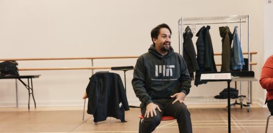 Lin-Manuel en un momento del ensayo.