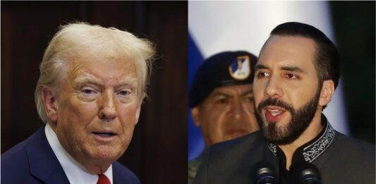 Donald Trump (i), y su homólogo de El Salvador, Nayib Bukele.