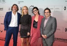Salva Reina, Kira Miró y Paz Vega, y el director del Instituto de la Cinematografía y de las Artes Audiovisuales (ICAA), Ignasi Camós