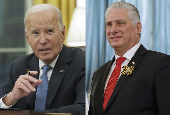 presidente de los Estados Unidos Joe Biden (i), y al presidente de Cuba, Miguel Díaz-Canel.