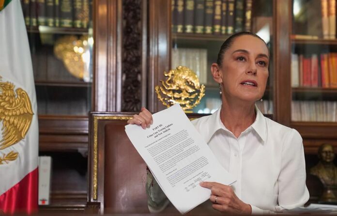 Claudia Sheinbaum, durante un mensaje en Palacio Nacional de la Ciudad de México Claudia Sheinbaum