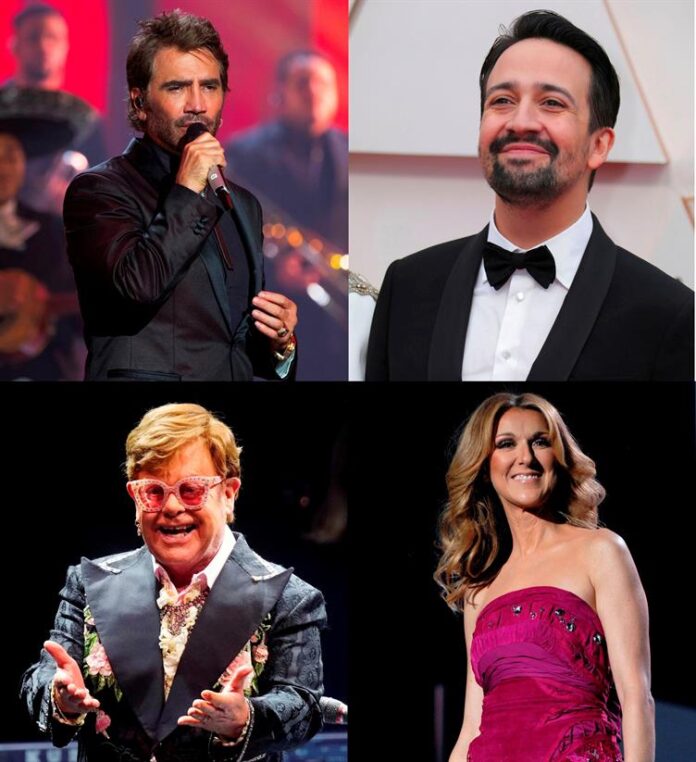 Alejandro Fernández, el puertorriqueño Lin-Manuel Miranda, el bitánico Elton John y la canadiense Celine Dion