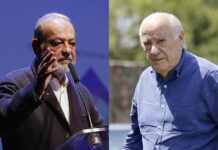 Cinco hispanos se cuelan en los cien primeros de lista Forbes de 2025 Carlos Slim (i) y al fundador de Inditex, Amancio Ortega.