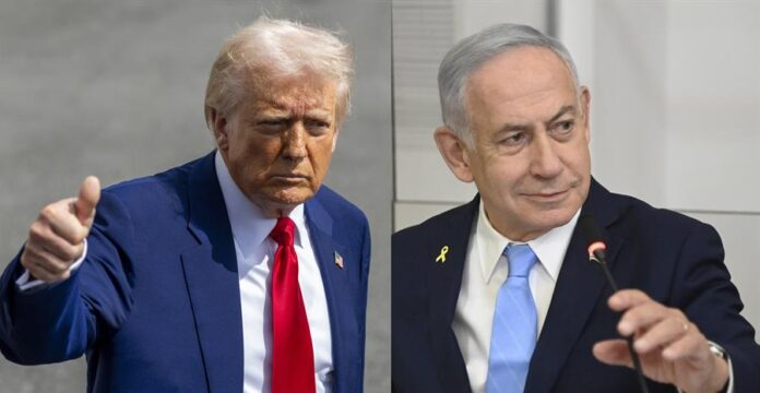 Donald Trump (i), y el primer ministro israelí, Benjamín Netanyahu.