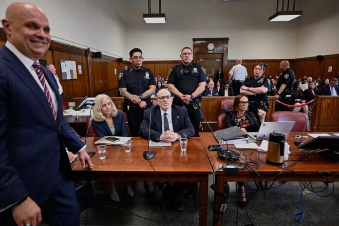 Harvey Weinstein appears in court for his retrial in New York