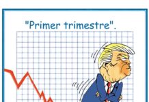 "Primer trimestre de Trump" caricatura