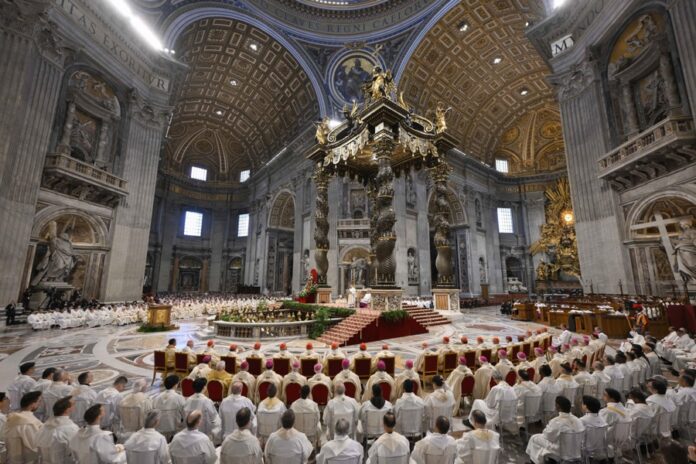Cardinal Domenico Calcagno holds Chrism Mass at the Vatican