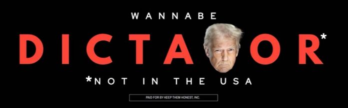 Instalan una valla en Miami que tacha a Trump de 'aspirante a dictador' Instalan una valla en Miami que tacha a Trump de 'aspirante a dictador'