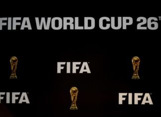 logotipo de la FIFA durante el lanzamiento de la marca oficial de la Copa Mundial de la FIFA 2026