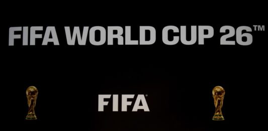 logotipo de la FIFA durante el lanzamiento de la marca oficial de la Copa Mundial de la FIFA 2026