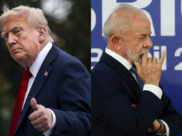 Donald Trump (i), y el presidente de Brasil, Luiz Inácio Lula da Silva.
