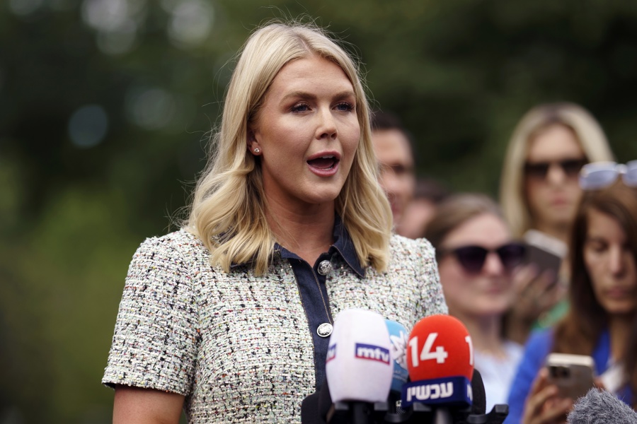 White House Press Secretary Karoline Leavitt speaks to the media in Washington