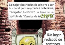 ¡Un lugar rodeado de caimanes! caricatura