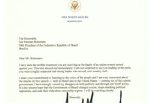 Trump escribe a Bolsonaro para apoyarlo y pedir a Brasil cesar el "régimen de censura"
