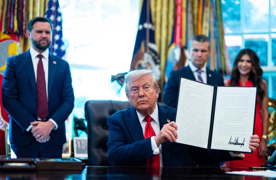 US President Trump executive order signing in the Oval Office of the White House t Trump