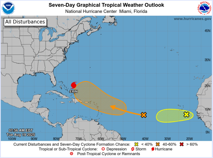 El huracán Erin crece y amenaza con marejadas y lluvias a Bahamas y Carolina del Norte El huracán Erin