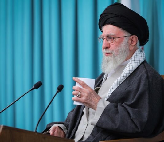 Iranian supreme leader Ayatollah Ali Khamenei addresses the nation