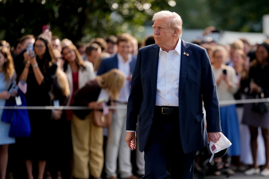 US President Donald Trump departs from South Lawn of the White House Trump