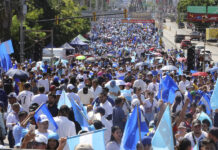 simpatizantes de la candidata presidencial por el Partido Nacional, Nasry Asfura