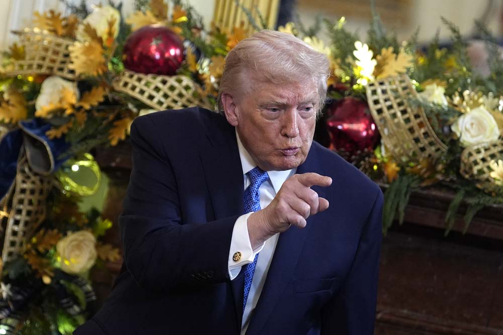 US President Donald Trump attends Hanukkah reception in the East Room of the White House
