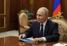 Russian President Vladimir Putin meets Moscow Region Governor Andrei Vorobyov
