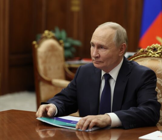 Russian President Vladimir Putin meets Moscow Region Governor Andrei Vorobyov