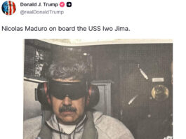 Donald Trump publica una foto de Maduro esposado y con los ojos tapados