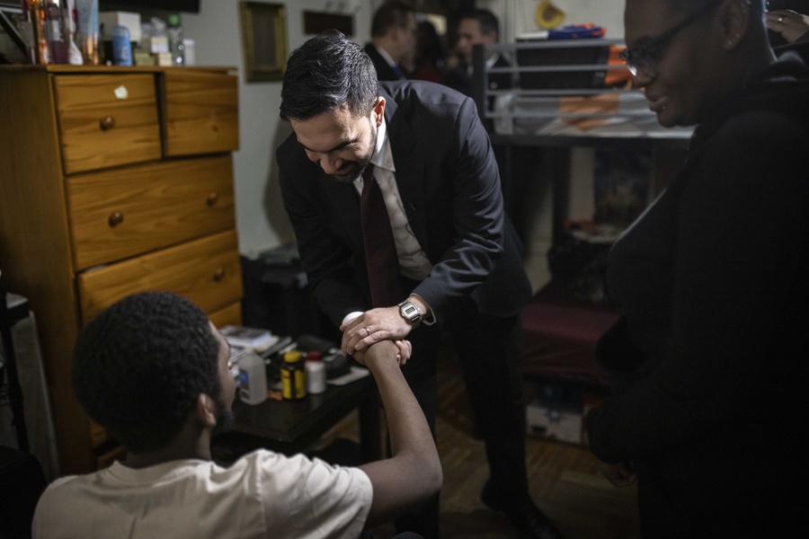 New York City Mayor Zohran Mamdani visits apartment