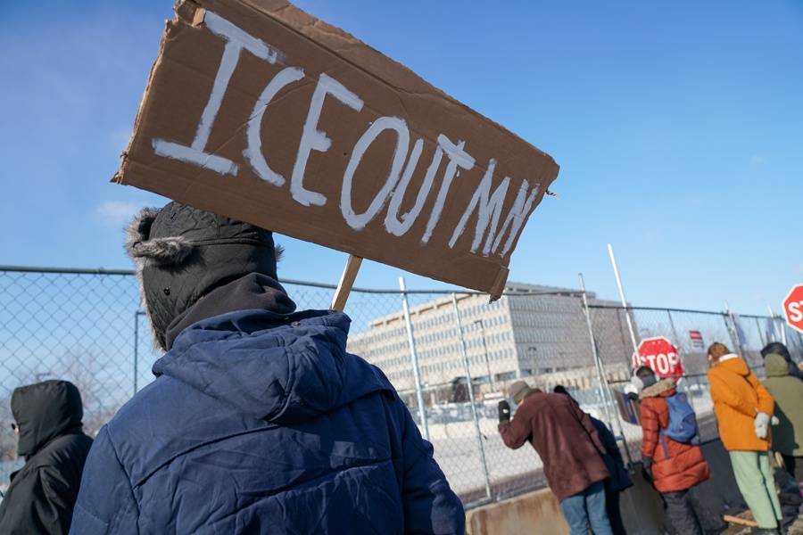 Protesters gather at ICE offices in Minneapolis after fatal shooting