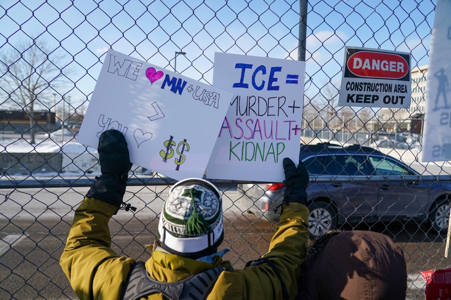 Protesters gather at ICE offices in Minneapolis after fatal shooting