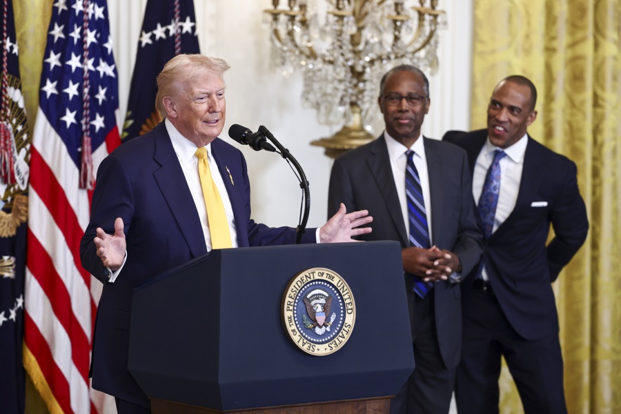 US President Trump speaks at Black History reception at the White House