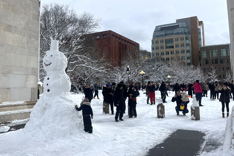 La ventisca histórica en Nueva York da paso a una batalla campal de bolas de nieve