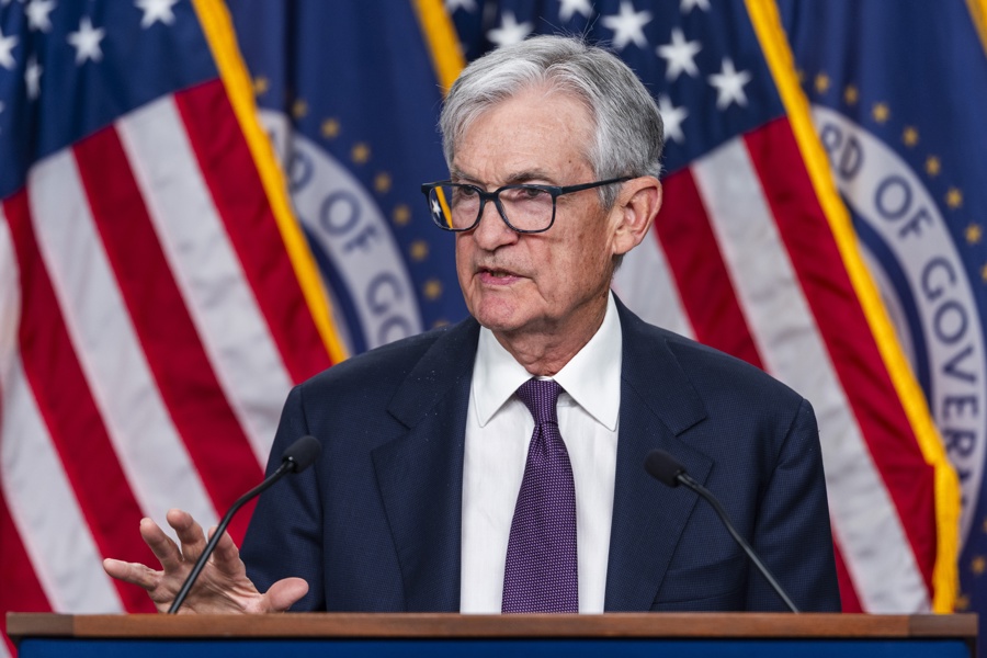 US Federal Reserve Chair Powell speaks after Fed leaves interest rates unchanged Jerome Powell