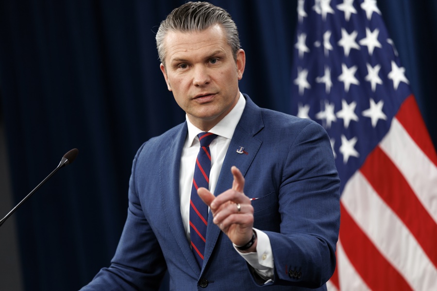 US Secretary of Defence Pete Hegseth attends Press Briefing at Pentagon US Secretary of Defence Pete Hegseth attends Press Briefing at Pentagon