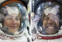 os astronautas Jessica Meir (i) y Chris Williams