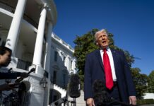 US President Donald Trump departs the White House for Miami, Florida