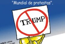 "Mundial de protestas" caricatura