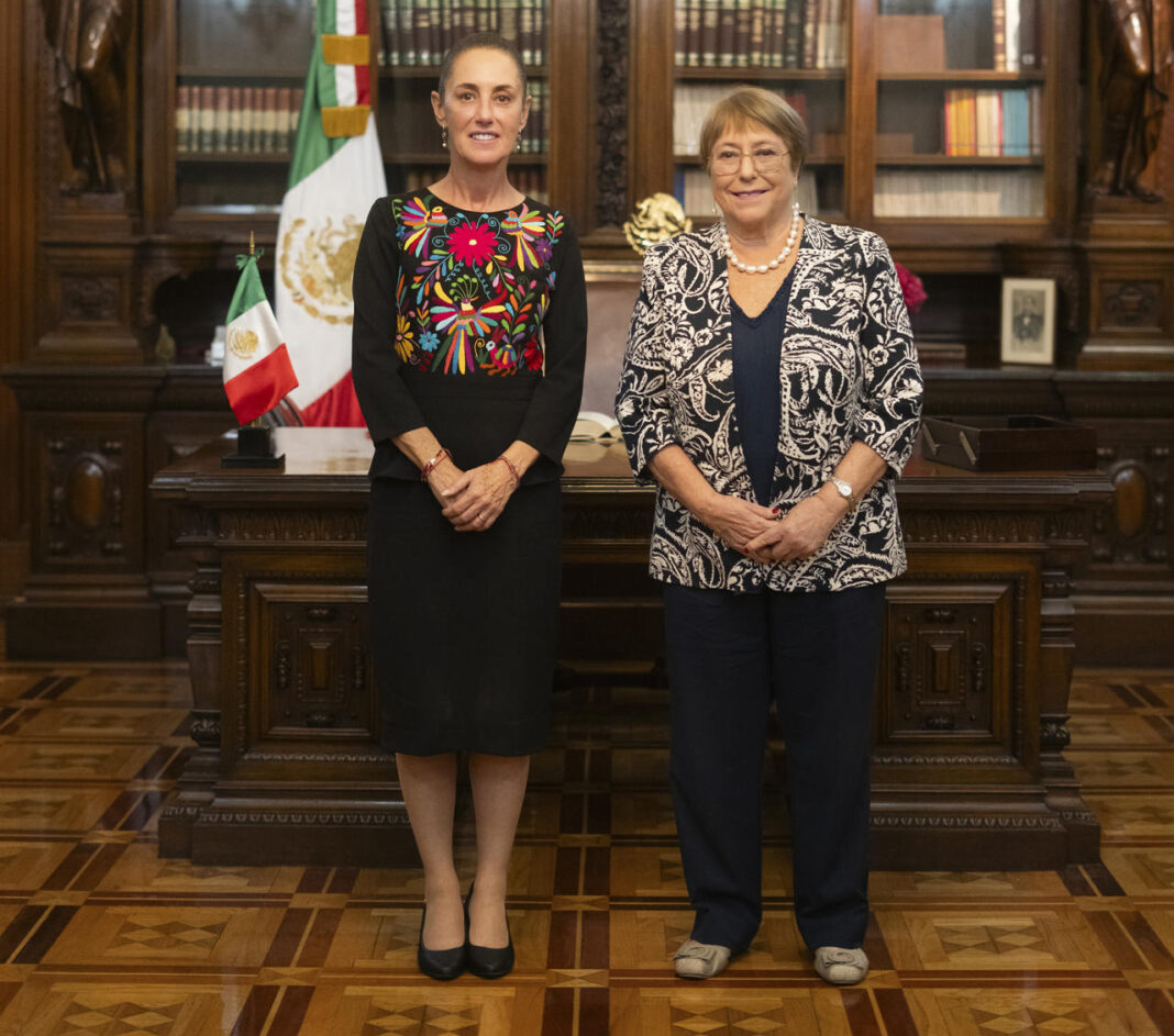 Sheinbaum recibe a Bachelet y reafirma apoyo de México a su candidatura en la ONU
