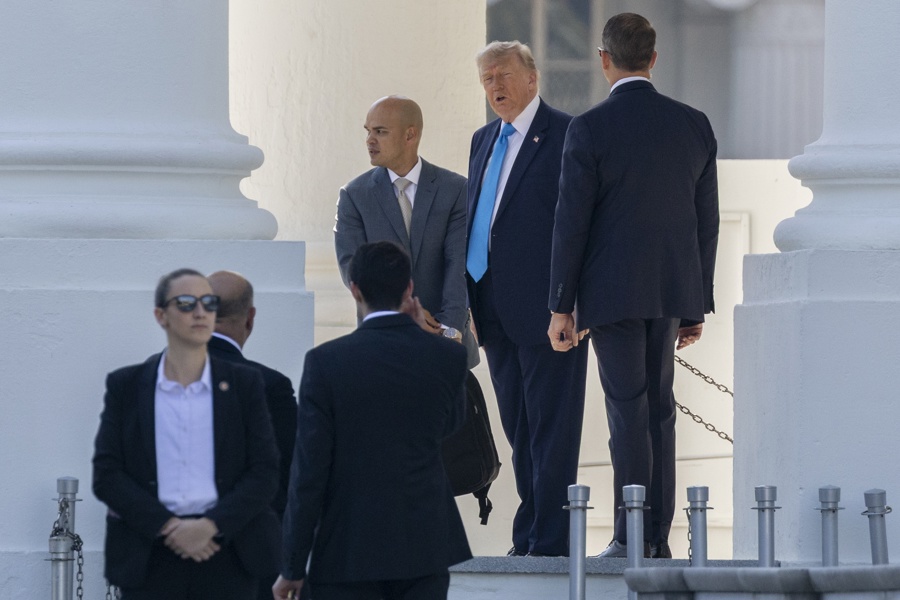 President Trump departs to deliver commencement address at the US Coast Guard Academy Trump