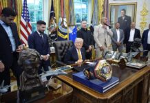 US President Trump meets UFC fighters at the White House