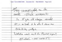 Un juez de Nueva York publica la supuesta nota de suicidio de Epstein
