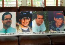 ocupantes del avión derribado por la Fuerza Aérea Cubana, miembros de Hermanos al rescate,