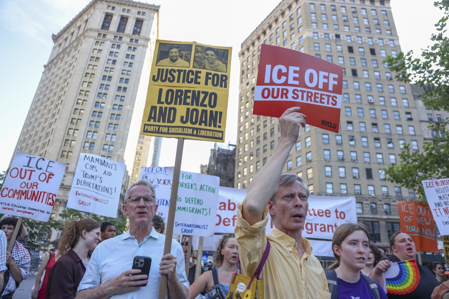'ICE Out: Justice for Lorenzo and Joan' protest at Foley Square
