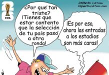 ¡Es por eso, las entradas a los estadios sin más caras! caricatura