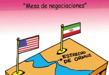 "Mesa de negociaciones" caricatura