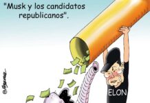 "Musk y los candidatos republicanos" caricatura